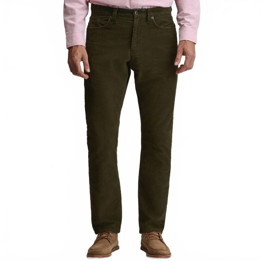 NEW EDDIE BAUER straight fit stretch cotton corduroy pants in dark green